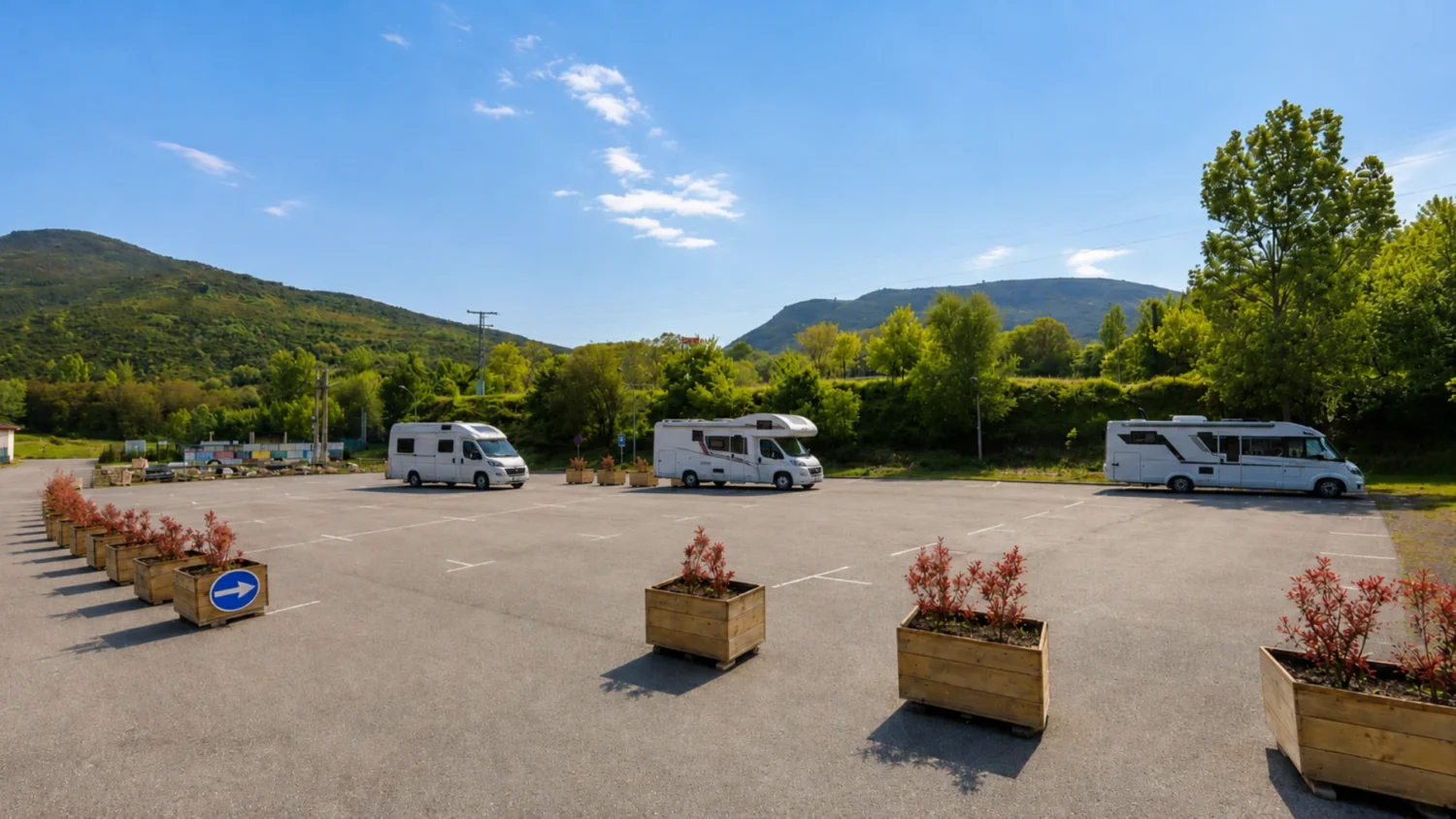 Área de autocaravanas de Espinosa de los Monteros con espacio de hasta 20 vehículos.